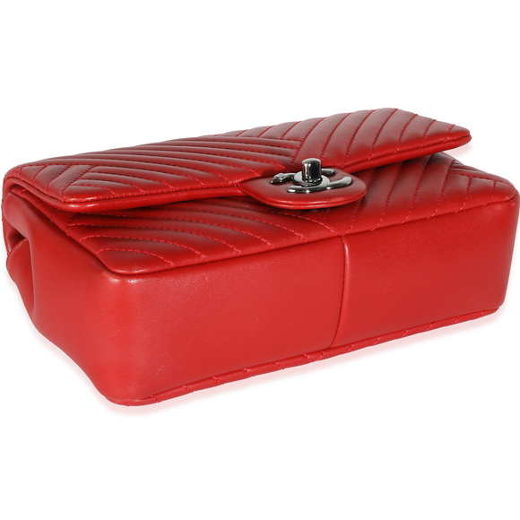 Chanel Red Chevron Lambskin Small CC Crossing Single Flap Bag - Picture 8 of 8